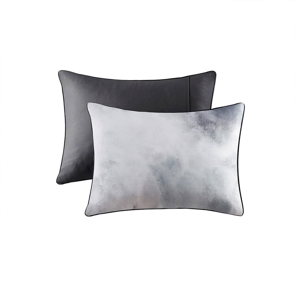 Alt View 4. Gracie Mills - Gracie Mills Orion Dreamscape Watercolor Tie Dye Comforter Set with Cozy Throw Pillow - Charcoal.