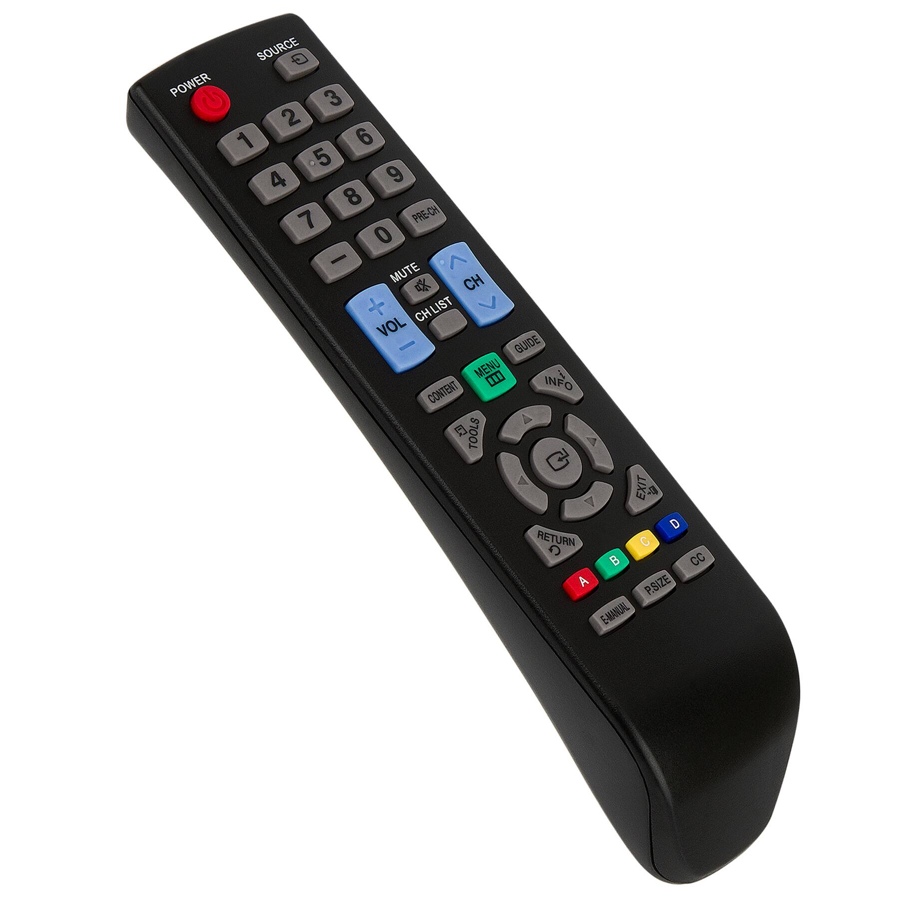 POWER SOURCE  
1 2 3 4 5 6 7 8 9 0  
PRE-CH MUTE CH + CH - CHLIST VOL GUIDE MENU INFO CONTENT  
TOOLS EXIT RETURN C B CC A P.SIZE E-NANUAL