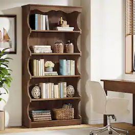 Tribesigns - Bookshelf with Storage Shelves, Freestanding Design and Book and Decor Display for Living Room and Study - Brown