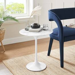 Modway - Lippa Round Artificial Marble Side Table - White White