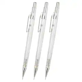 Unique Bargains - 3pcs Mech Pencil 0.5mm, Lead Holder Fine Point Plastic w/ Eraser for Drawing, Sketching, Woodworking - White