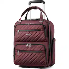 LUGGEX - 16 Inch Underseat Carry On Luggage with Wheels,Softside Lightweight Suitcase UDK - LX-UX - Cherry