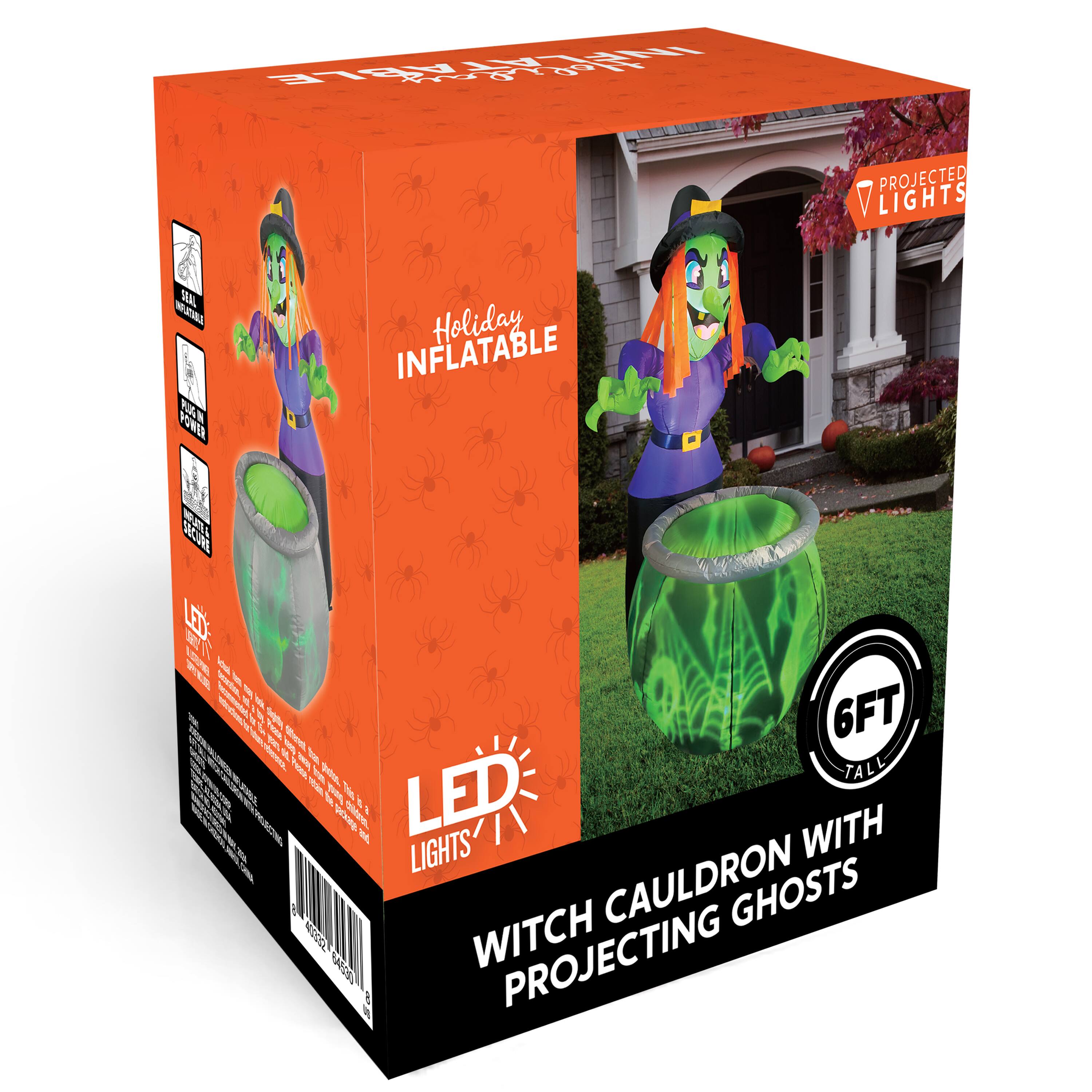 Holiday INFLATABLE  
LED LIGHTS  
WITCH CAULDRON WITH PROJECTING GHOSTS  
6FT TALL