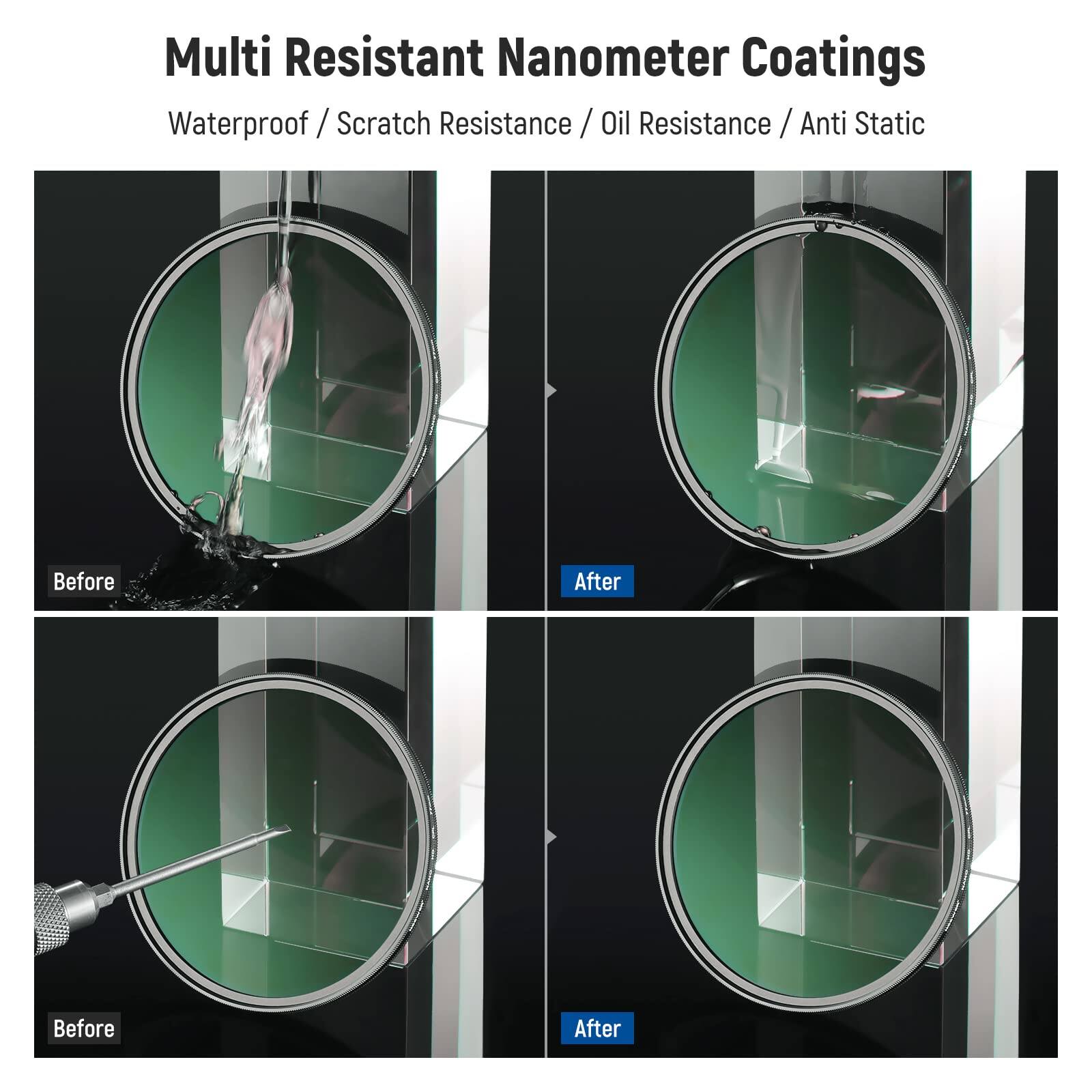 Multi Resistant Nanometer Coatings  
Waterproof / Scratch Resistance / Oil Resistance / Anti Static  
Before After  
Before After
