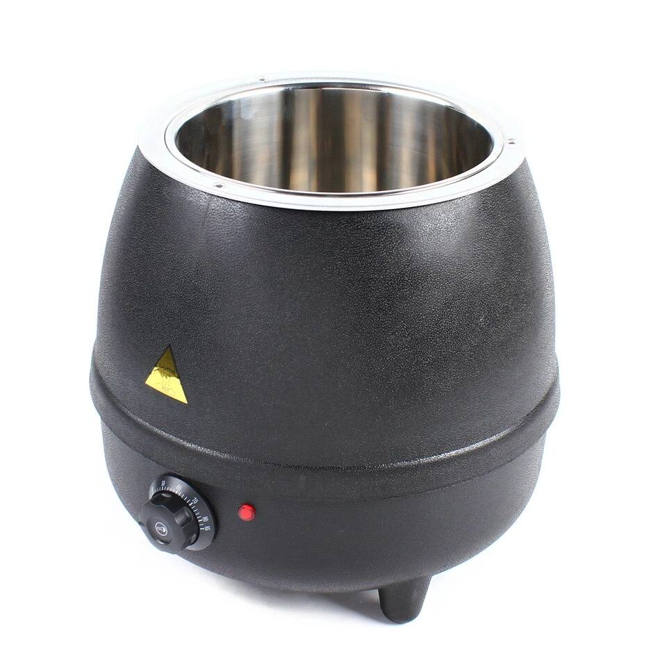 Alt View 2. Home Collection - 400W 10L Stainless Steel Soup Pot with Adjustable Temperature - Black and Silver.