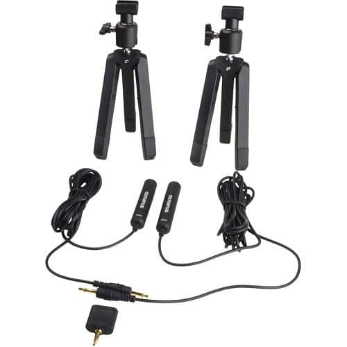 Olympus - ME30W 2-Channel Microphone Kit with Dual Condenser Mics, Tripods, Carrying Case for Recording - Black