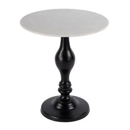 Butler Specialty - Milan 20 in. W Round Marble & Metal Pedestal Base Side Table, Black, White - Black,White