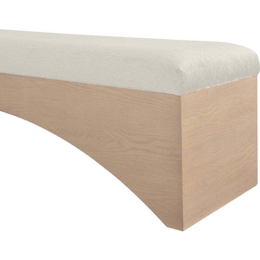 Alt View 4. Meridian Furniture - Lawson Cream Velour Fur Fabric Bench - Beige.