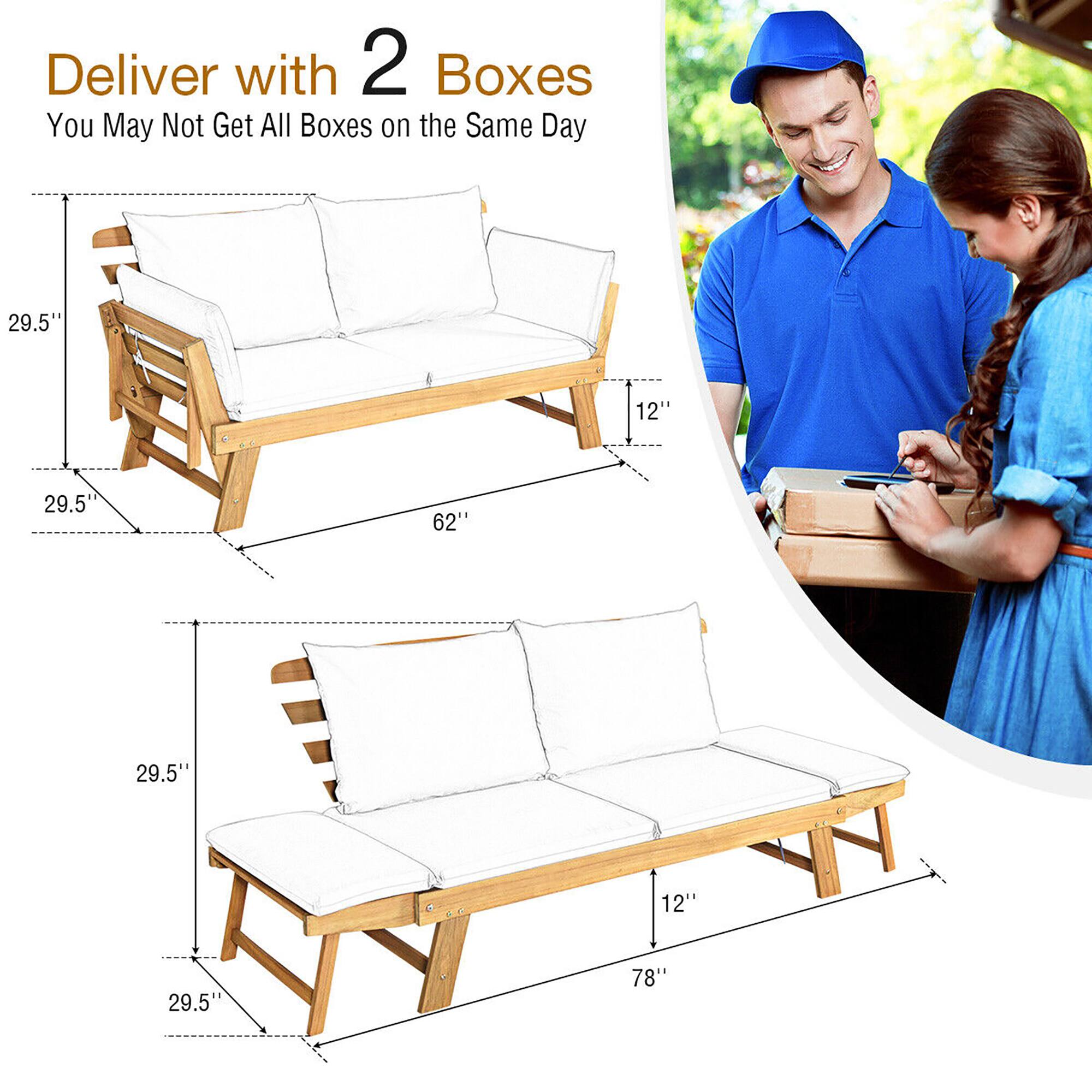 Deliver with 2 Boxes  
You May Not Get All Boxes on the Same Day  

29.5"  
12"  
62"  
29.5"  
12"  
78"