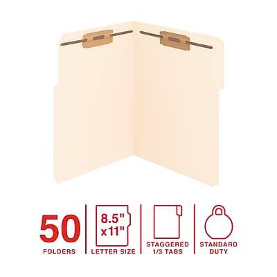 50 Folders  
8.5" x 11" Letter Size  
Staggered 1/3 Tabs  
Standard Duty