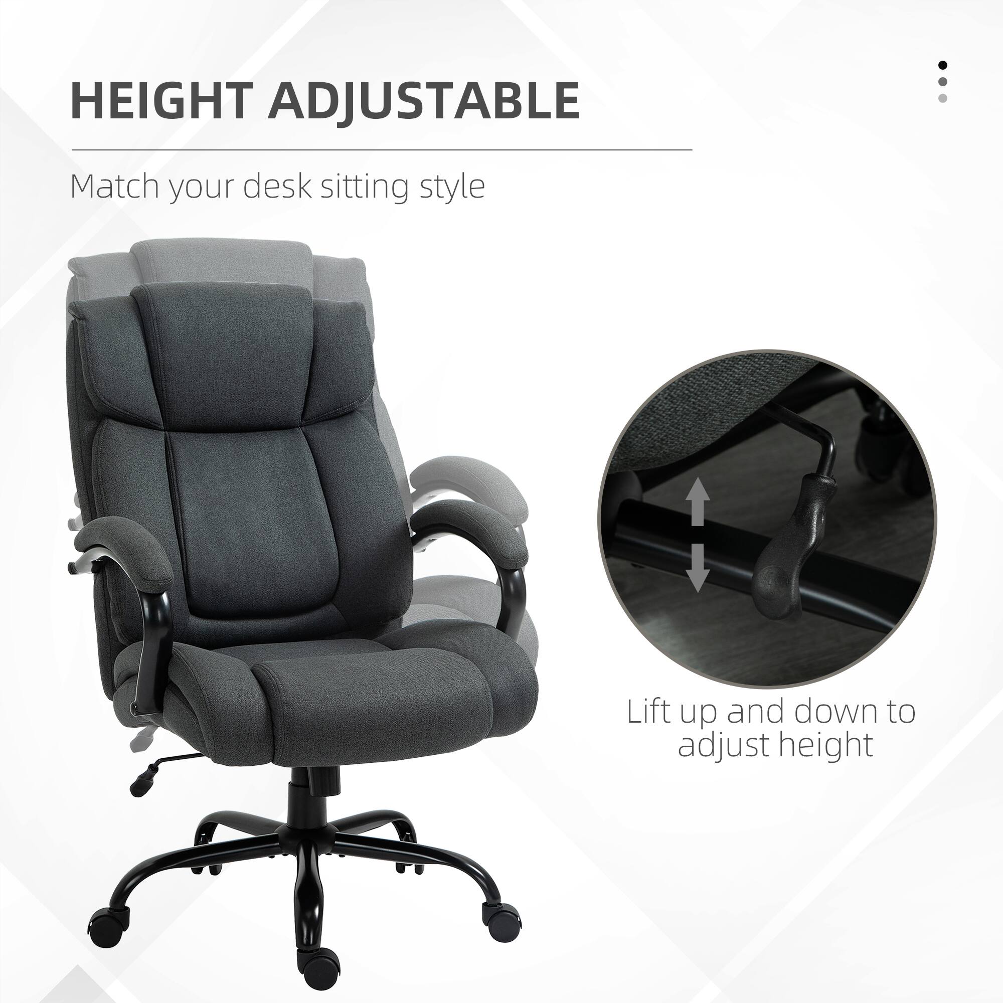 HEIGHT ADJUSTABLE
Match your desk sitting style
Lift up and down to adjust height