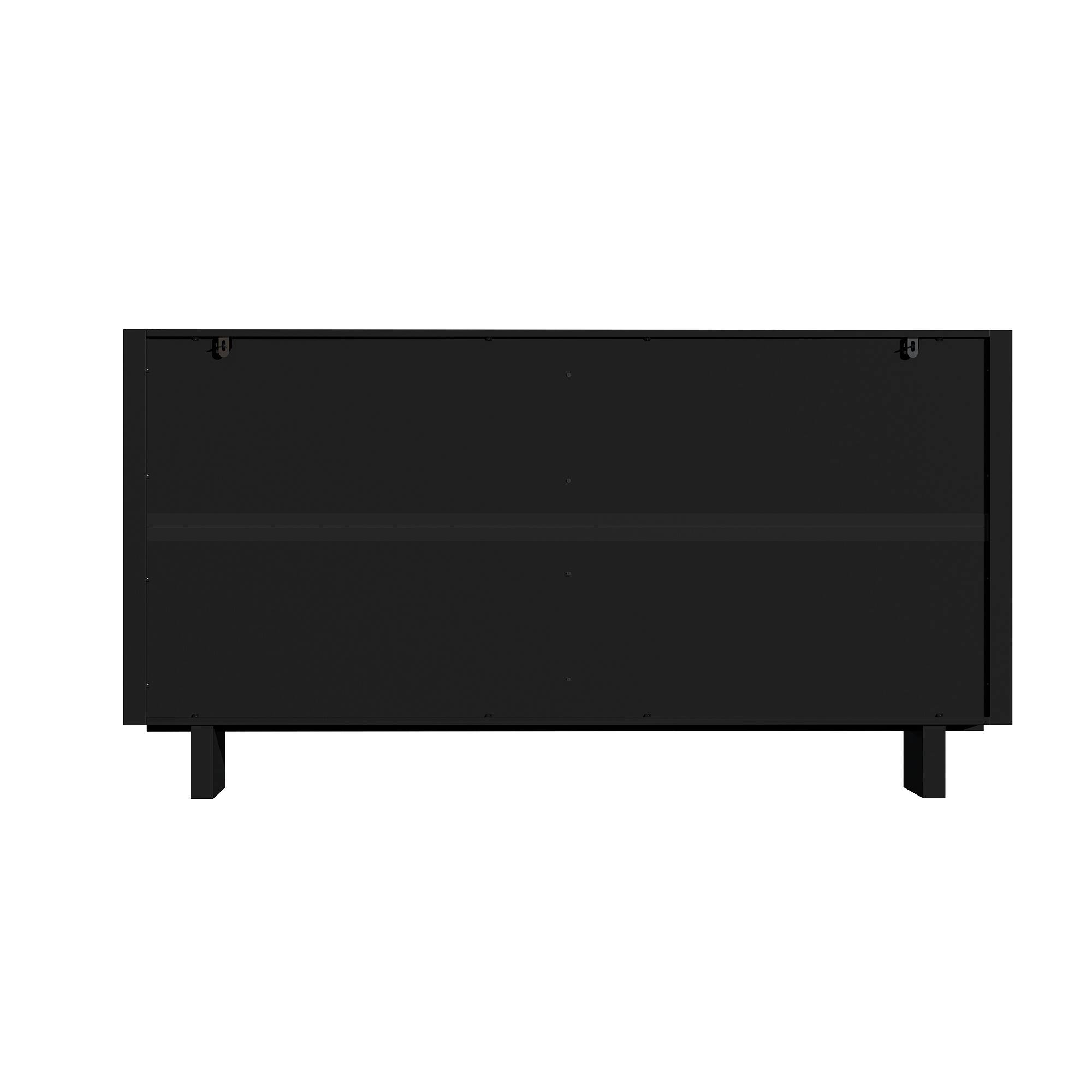 Back. Famapy - Famapy 8 - Drawer Horizontal Dresser: Anti - Tip & Elegant Gold - Accent Design - Black.