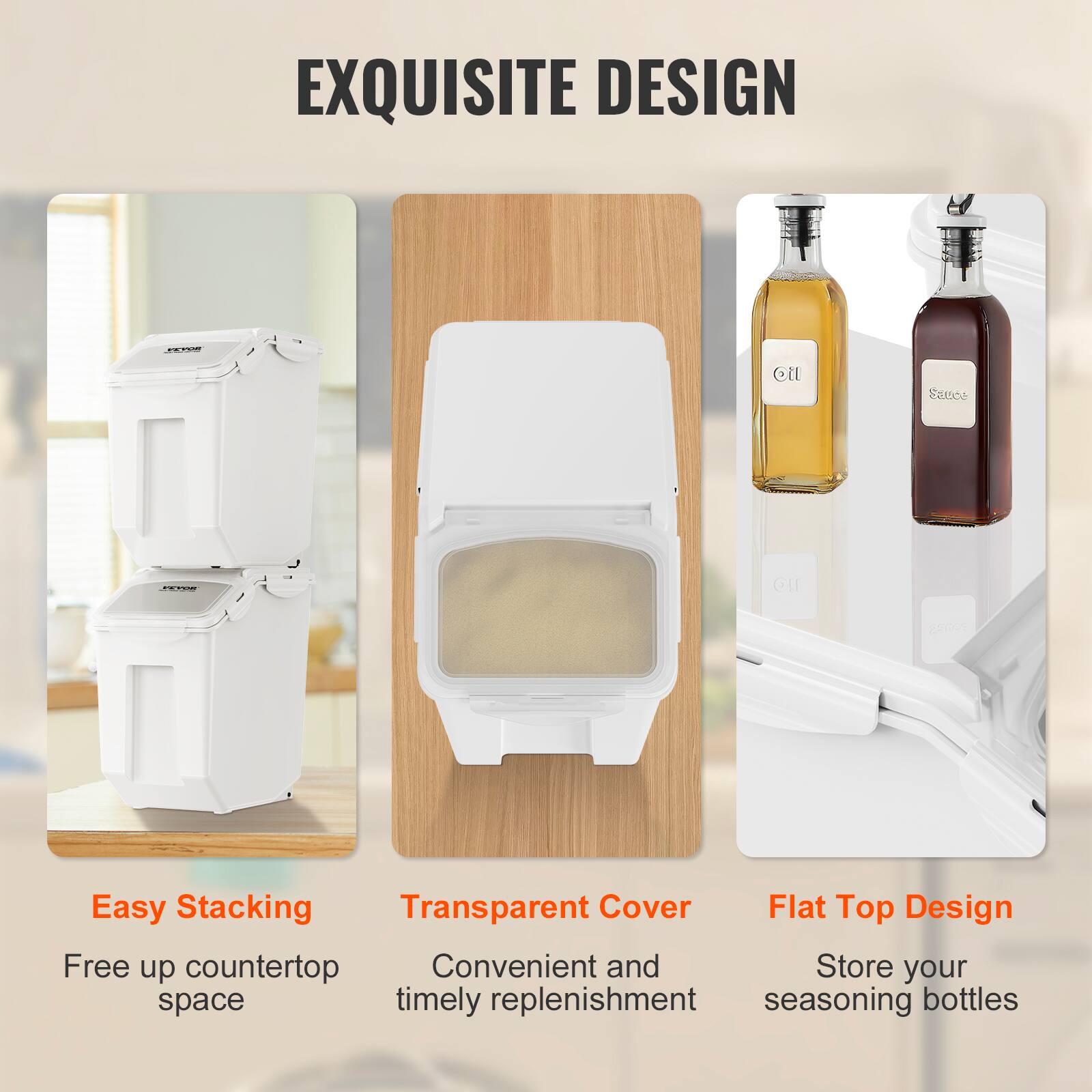 VEVOR Ingredient Storage Bin, 2 x 15L Dispenser Bin with 2