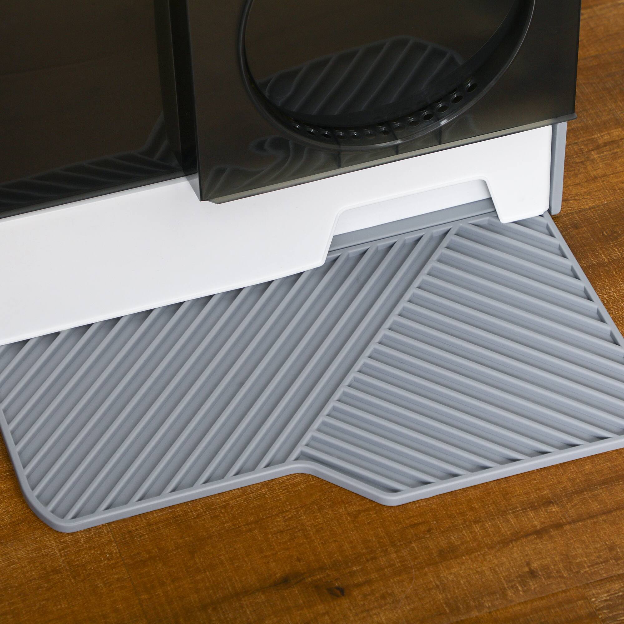 Alt View 5. Pawhut - Hooded Cat Litter Box with Mat, Pan, Odor Control, Easy-Clean Pull-Out Drawer, Handle, Scoop - Gray.