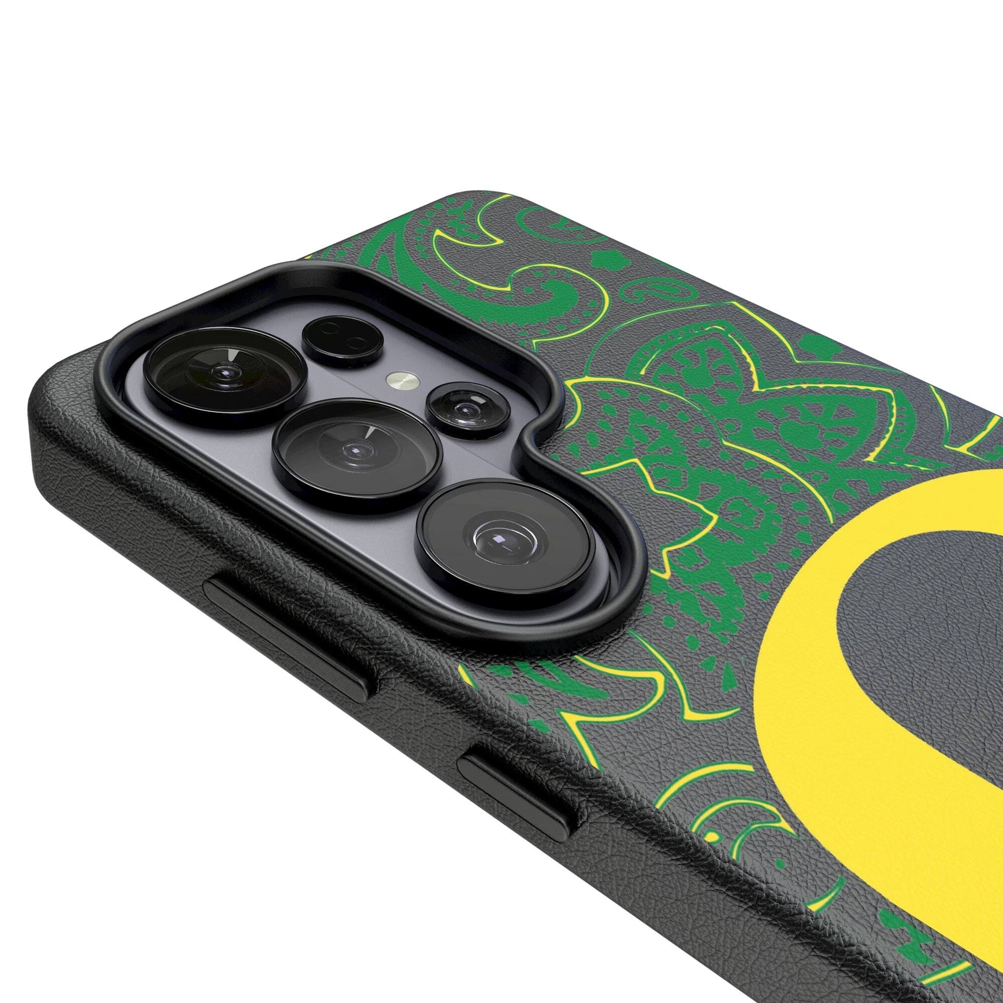 Alt View 2. Keyscaper - Oregon Ducks Paisley Galaxy Magnetic Bump Case - S25 Ultra - Black.