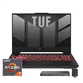 ASUS - TUF A15 15.6" Gaming Laptop,Ryzen 7 6800H,32GB RAM,1TB SSD+1TB Dock Set,GeForce RTX 3060,Backlit,Win 11 Pro - Gray
