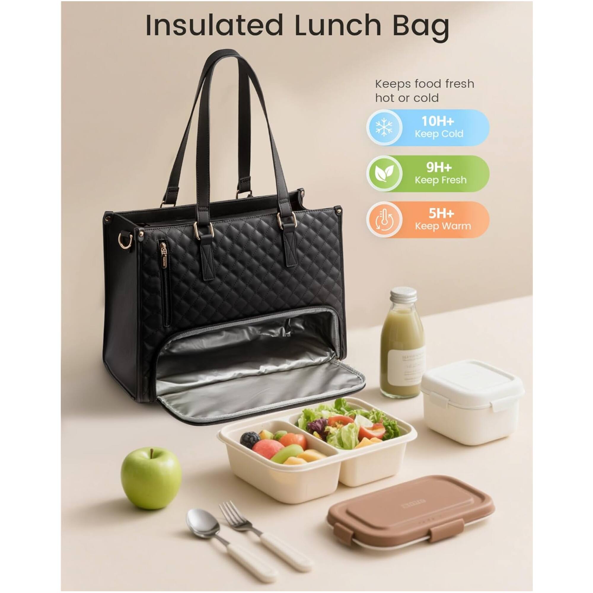 Insulated Lunch Bag  
Keeps food fresh hot or cold  
10H+ Keep Cold  
9H+ Keep Fresh  
5H+ Keep Warm
