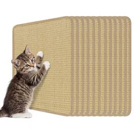 Gymax - 12-Piece Cat Scratcher Mat Set 16''x12'' Natural Sisal Pads for Indoor Cats - Yellow