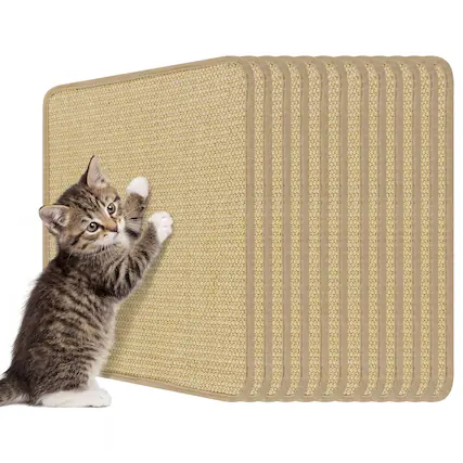 Front. Gymax - Gymax 12-Piece Cat Scratcher Mat Set 16''x12'' Natural Sisal Pads for Indoor Cats - Yellow.