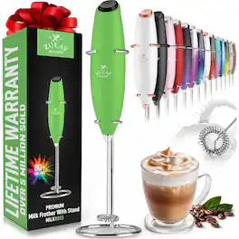 Zulay Kitchen - Powerful Milk Frother Handheld Foam Maker for Lattes by Milk Boss - Clover Green
