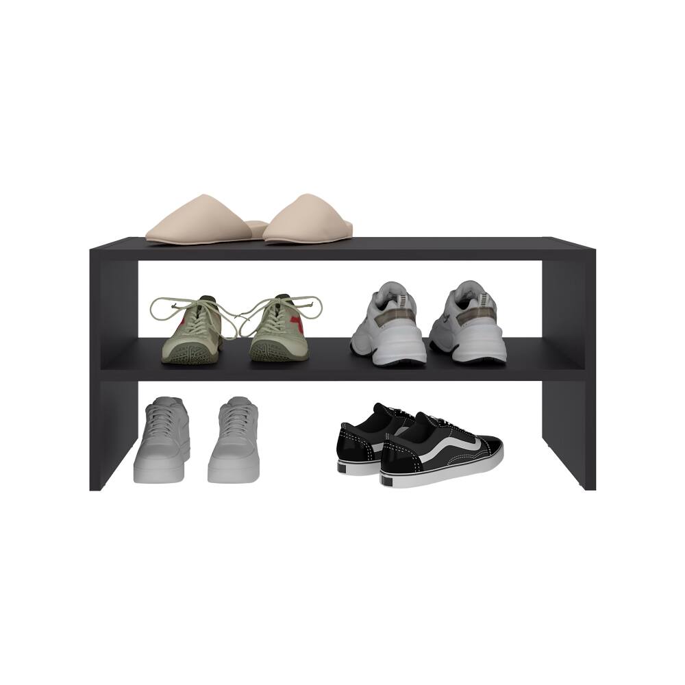 Alt View 1. Loheer - Loheer small shoe rack for entryway, 3 tier open shoe shelf, Black - Black.