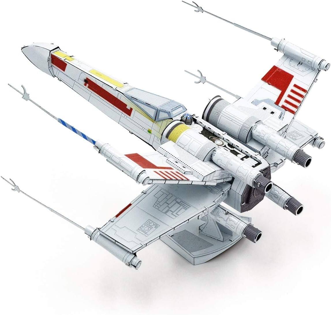 Alt View 1. Metal Earth - Metal Earth Puzzle 3D X-Wing Starfighter Metal Puzzle Star Wars Building Model Kit - Silver.