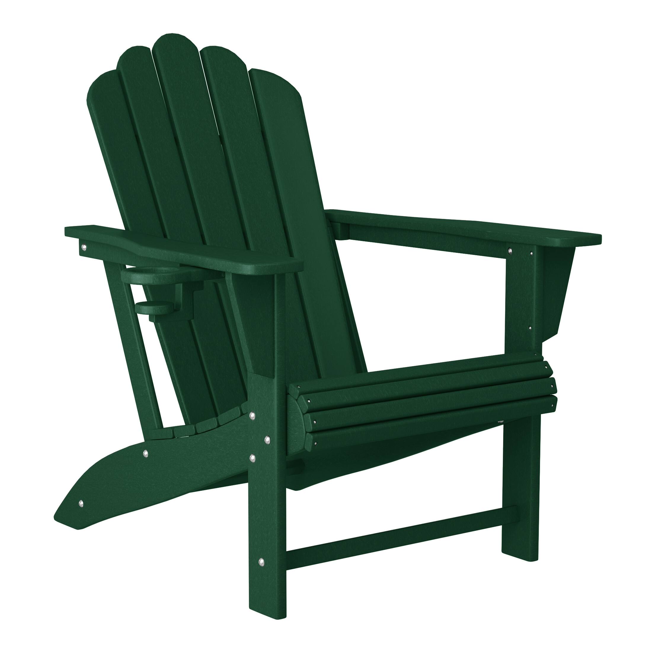 Left. WestinTrends - WestinTrends Highland Outdoor Patio HDPE Adirondack Chairs With Cup Holders (Set of 2) - Dark Green.