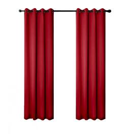 RT Designers Collection - 100% Polyester 250 GSM Riley 100% Blackout Grommet Panel 54" x 84" - Red
