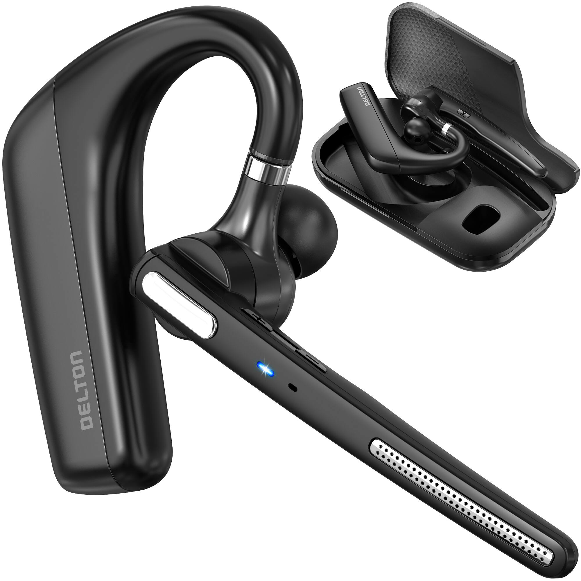 Delton - 90X Wireless Bluetooth Earpiece with Noise Cancelling Microphone (DBTHEAD90X) - Black