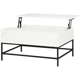 SlickBlue - Modern Lift-Top Coffee Table with Hidden Storage and Metal Legs - White, Black
