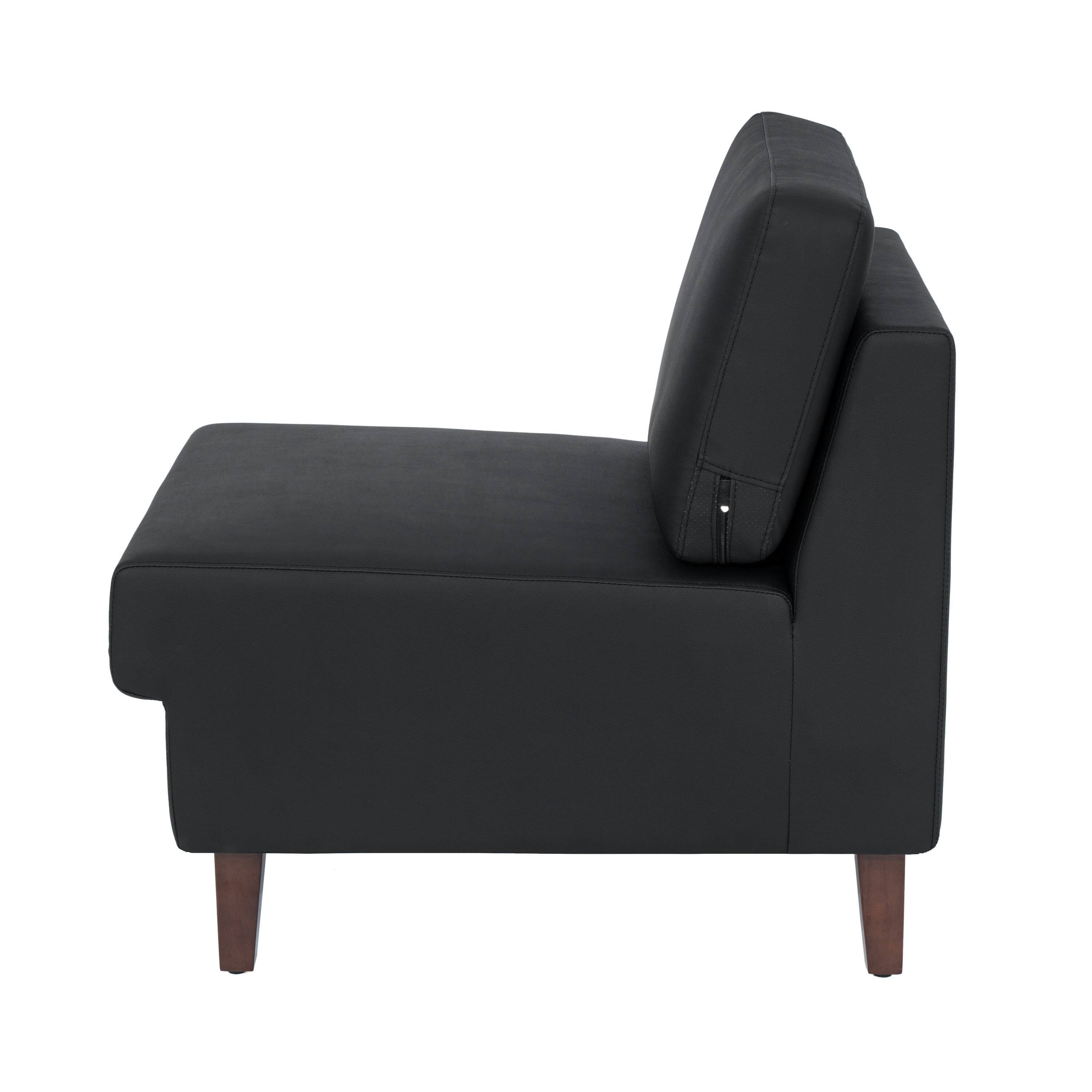 Left. Flash Furniture - HERCULES Artemis Black LeatherSoft Middle Reception Chair with Wooden Walnut Legs with Adjustable Floor Glides - Black.