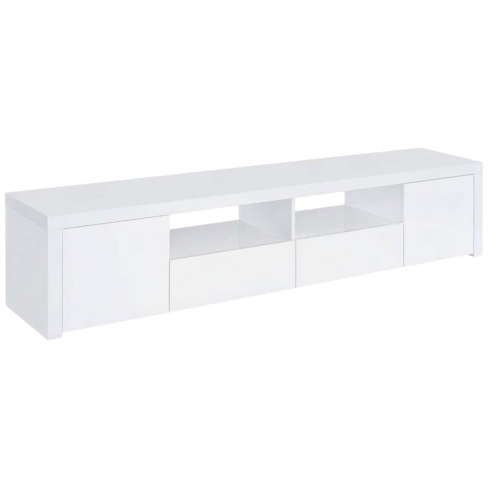 FurniFact - high gloss engineered wood TV stand with 2 doors and contemporary design - White price history on PriceWatchPro