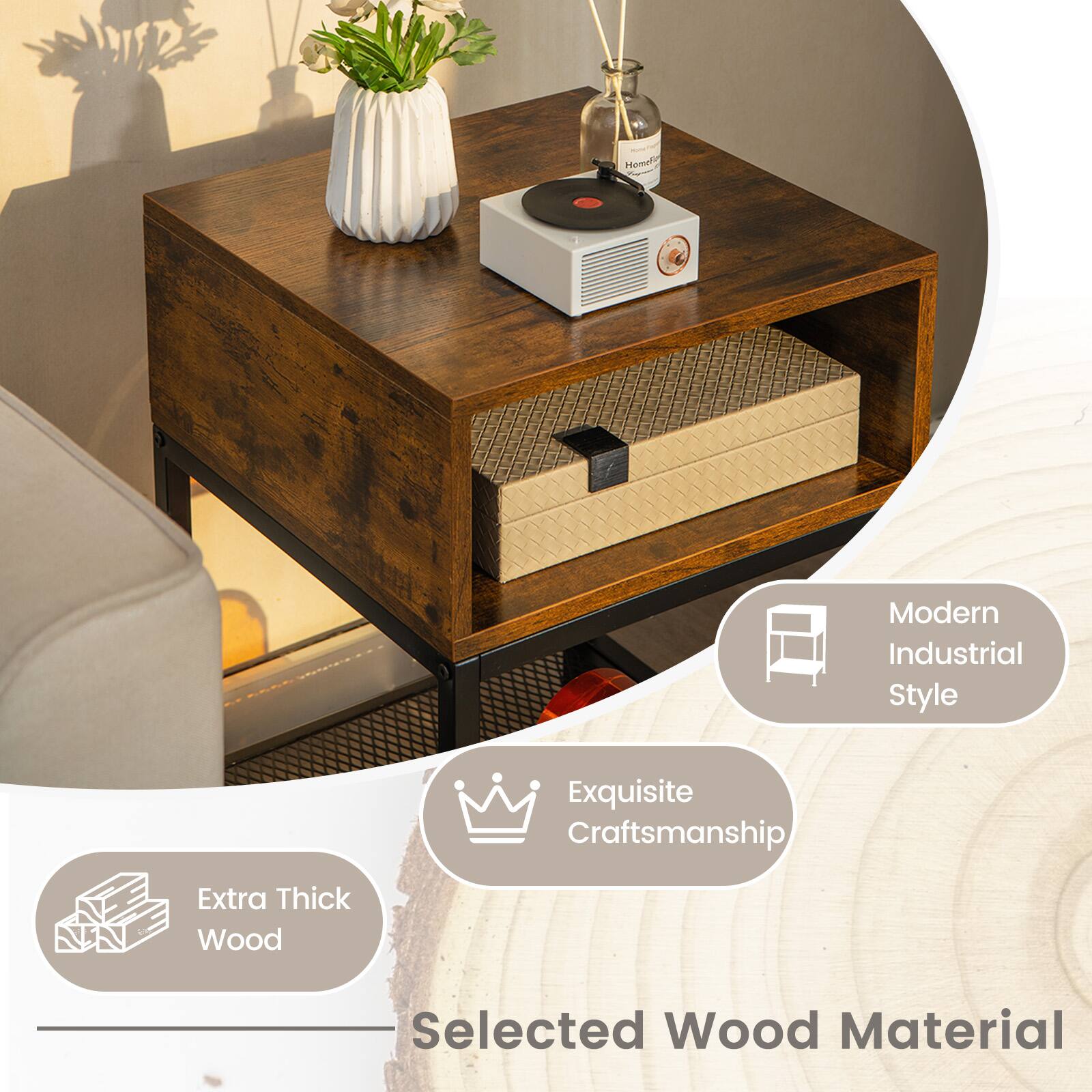Modern Industrial Style, Exquisite Craftsmanship, Extra Thick Wood, Selected Wood Material