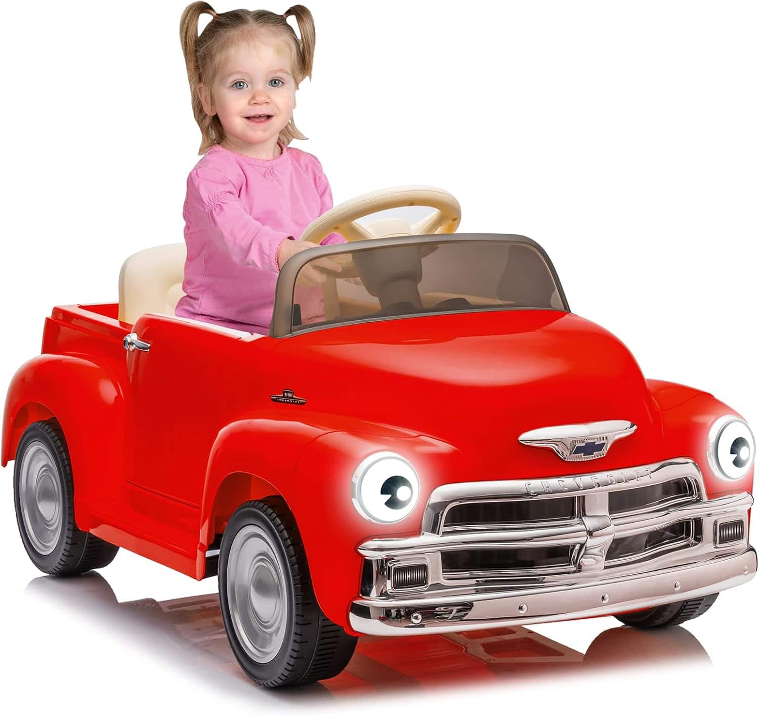 Electrodes Masters - 12V Kids Ride On Car, Licensed Chevrolet 3100 Pickup Battery Powered Electric Vehicle with Remote Control, Spring - Red