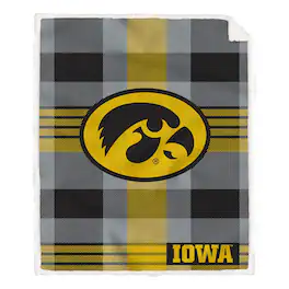Pegasus - Iowa Hawkeyes 60" x 70" Plaid Steel Royal Plush Sherpa Blanket - Multicolor