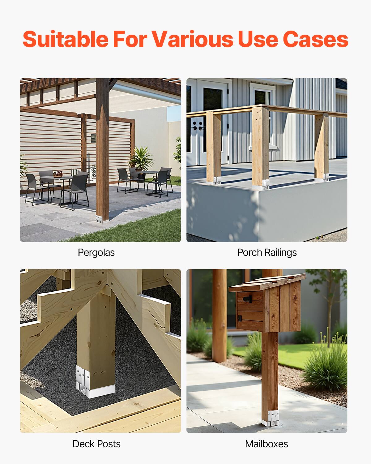 Suitable For Various Use Cases

- Pergolas
- Porch Railings
- Deck Posts
- Mailboxes