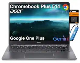 Acer - Chromebook Plus 514 14" FHD+ Touchscreen Laptop - Intel Core 3 - 8GB RAM - 512GB+128GB SD - Backlit - Chrome OS - Arctic Grey