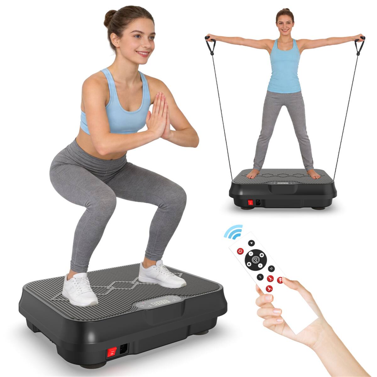 Alt View 5. HTUTWOO - Vibration Plate Exercise Machine - Whole Body Workout Platform with Remote Control and Resistance Bands for Home Gym - Black.