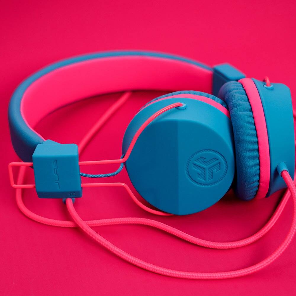 Left. JLab - JBuddies Studio On-Ear Kids Wired Headphones - Blue/Pink Type-C.