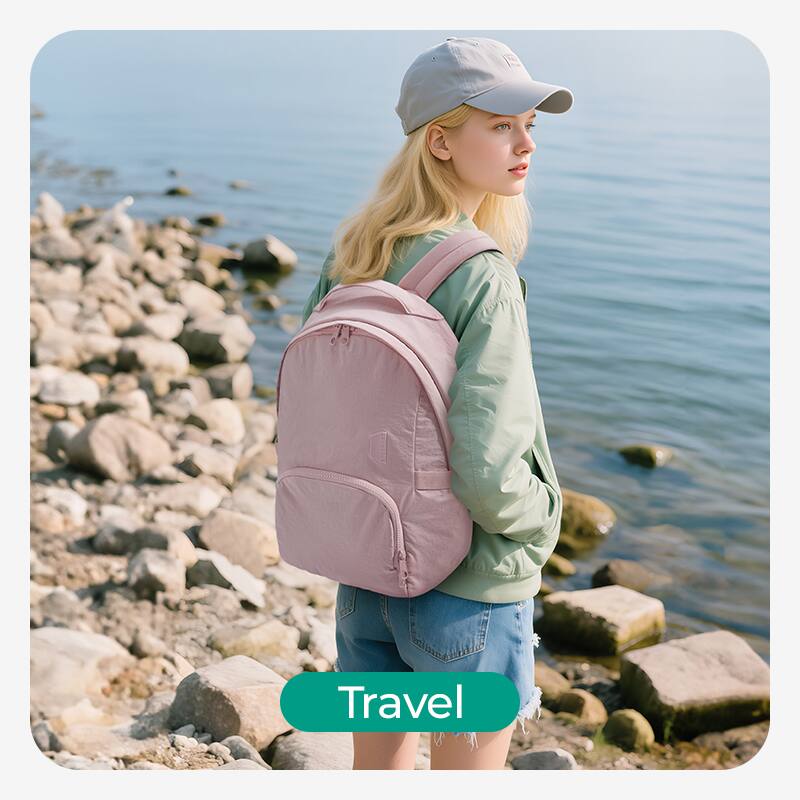 Alt View 6. Bagsmart - Zoraesque Laptop Backpack Fits 15.6" Computer, 20L Featherlight School Bookbag Casual Daypack for Women Men Travel - Pink.