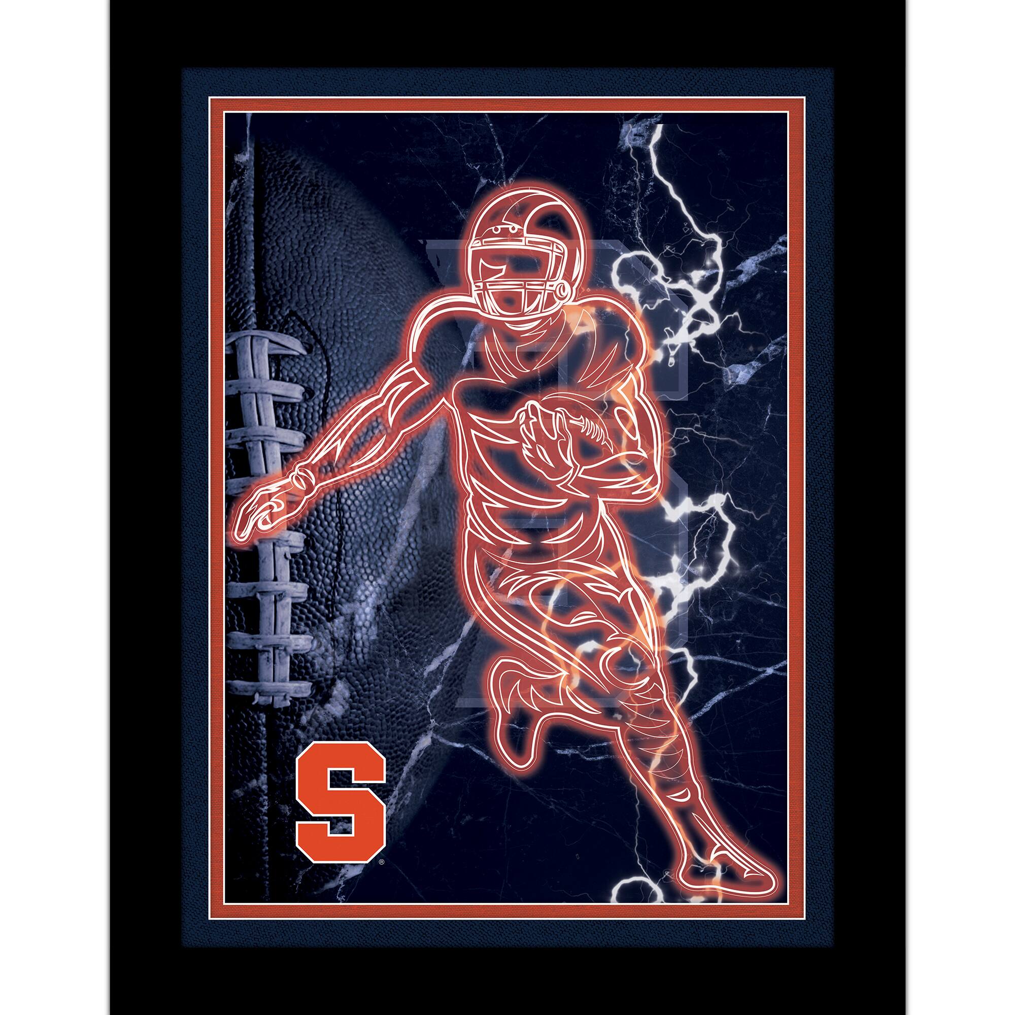 Black Syracuse Orange 12'' x 16'' Framed Neon Player Print