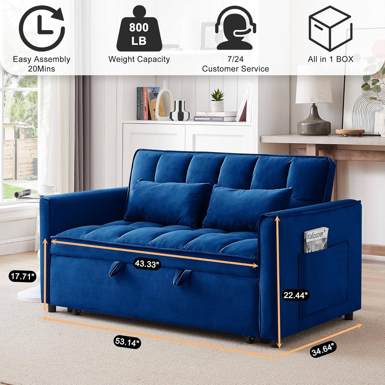 L 800 LB, Easy Assembly 20Mins, Weight Capacity, 7/24 Customer Service, All in 1 BOX, 17.71", 43.33", 22.44", 53.14", 34.64"