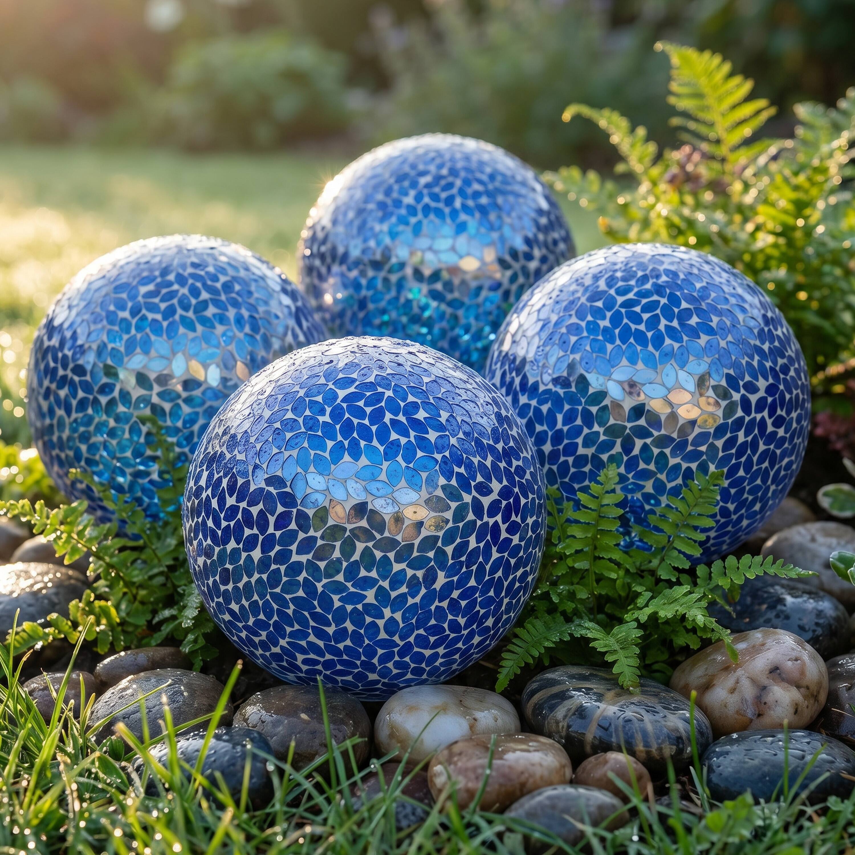 Alt View 8. Sunnydaze - Mosaic Gazing Ball with Solar Light - 10 in - 2pk - Lavender Mosaic.