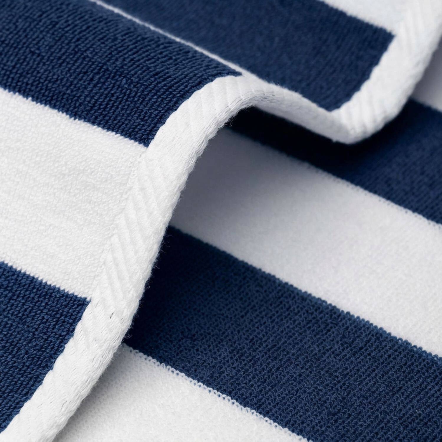 Alt View 1. Plazatex - Plazatex Cabana Terry Cloth Stripe 80% Cotton 20% Polyester 2 Pack Beach Bath Towel 36" x 66" Navy - Navy.