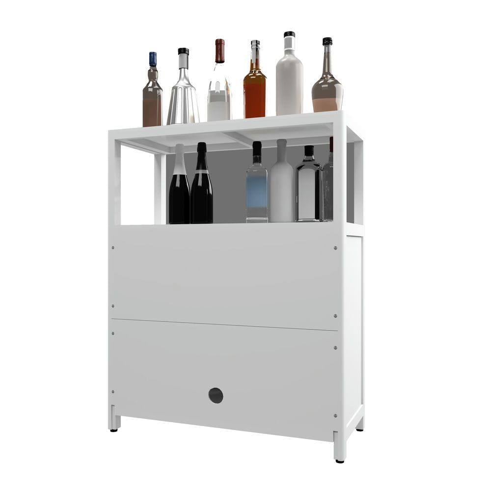 Alt View 5. Kadyn - White Large Capacity Bamboo Storage Cabinet Furniture for Bathroom Living Room Bathroom Bamboo Storage Cabinet - White.