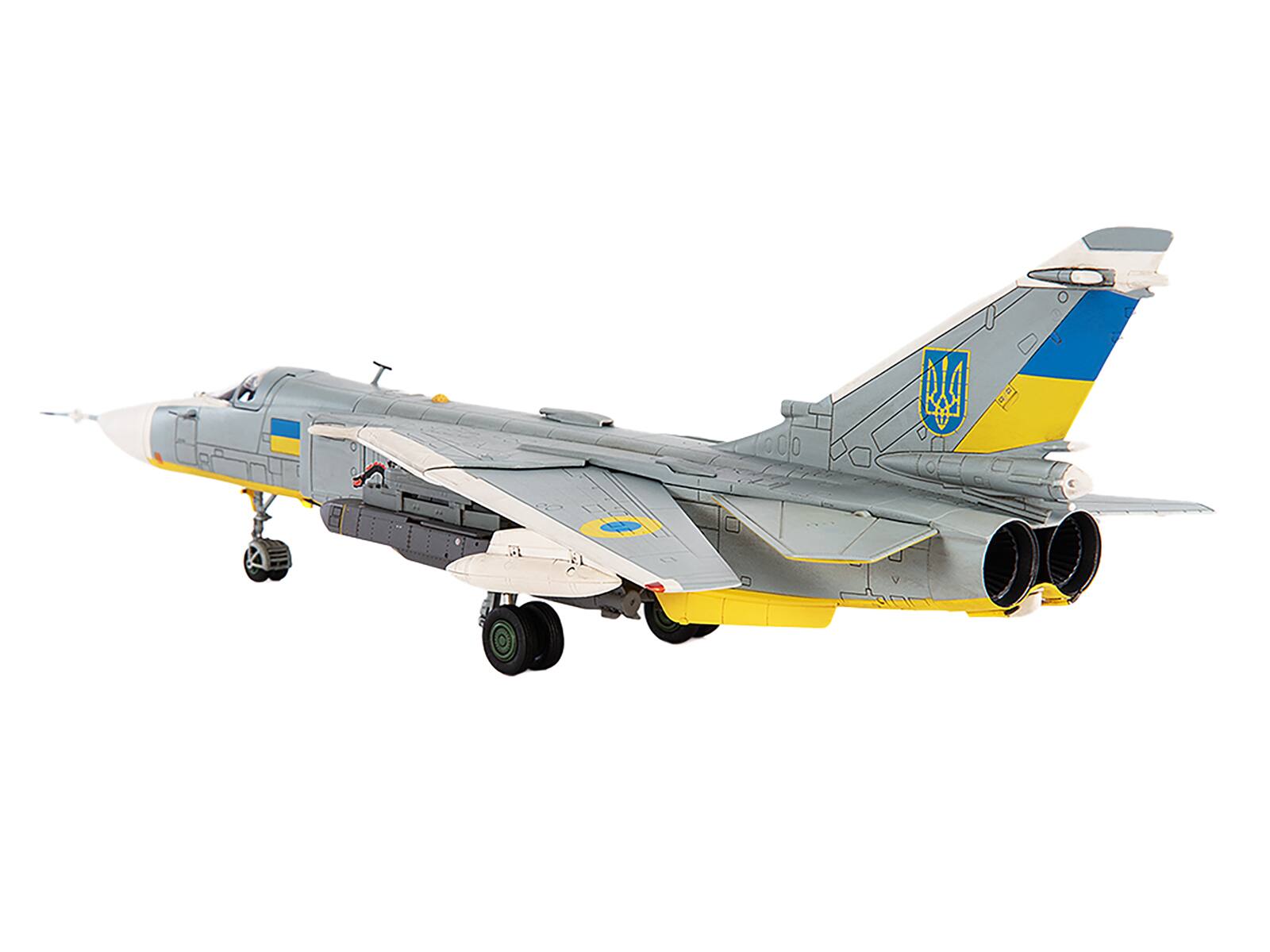 Left. JC Wings - Sukhoi Su-24M Fencer-D Bomber Aircraft "Ukraine War" (2023) Ukrainian Air Force 1/72 Diecast Model by JC Wings - Multicolor.