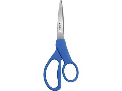 Front. Westcott - Westcott All Purpose Preferred 7" Stainless Steel Scissors, Pointed Tip, Blue (43217) - Blue.