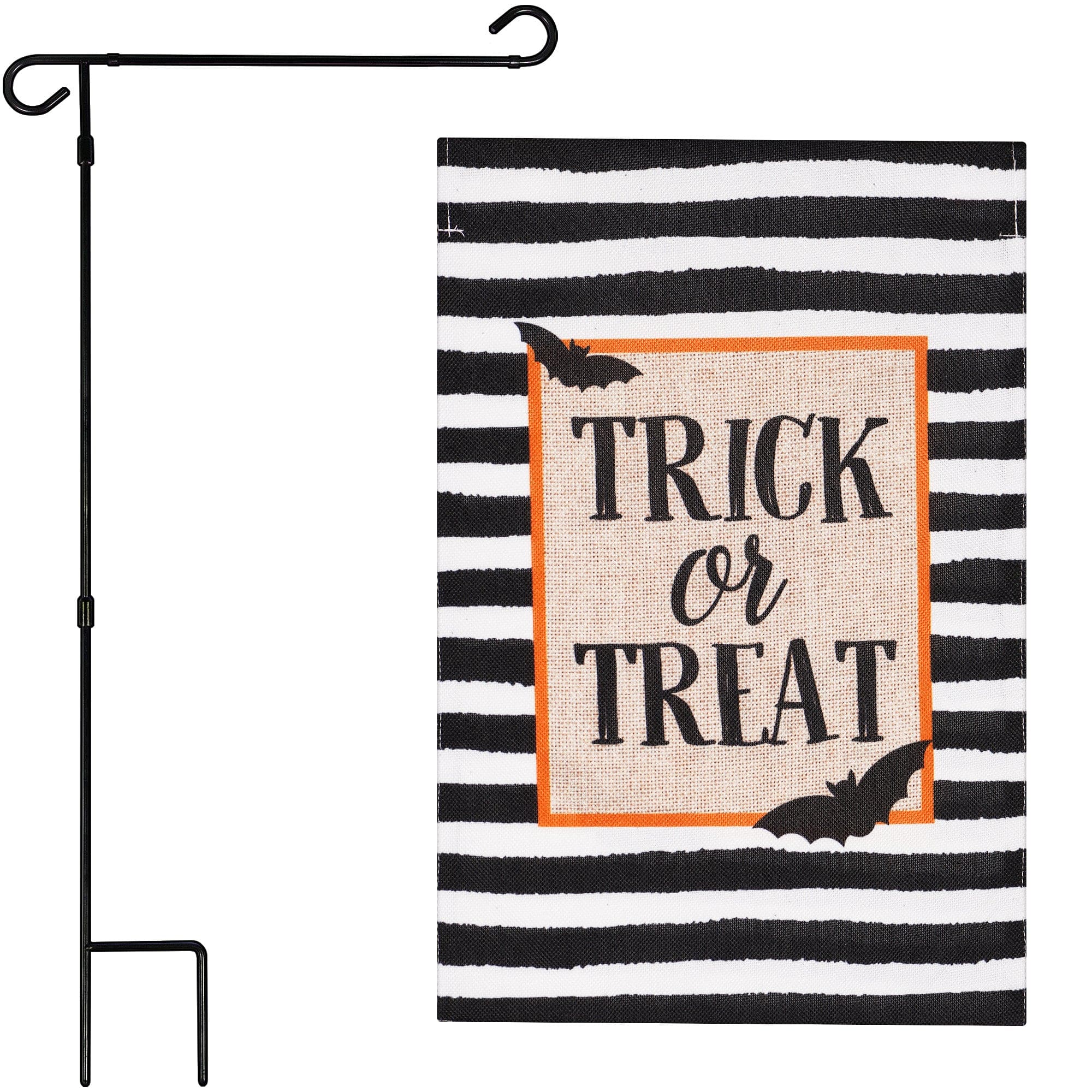 G128 - Combo Garden Flag Stand 36 x 16 in with 12 x 18 in Double-Sided Burlap Halloween Flag (Bats and Stripes Design) - Assorted Colors price history on PriceWatchPro