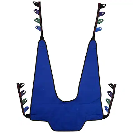 Front. Invacare - Reliant Stand Assist Transfer Sling for Patient Lifts, Solid Fabric, One Size (R134) - Blue.