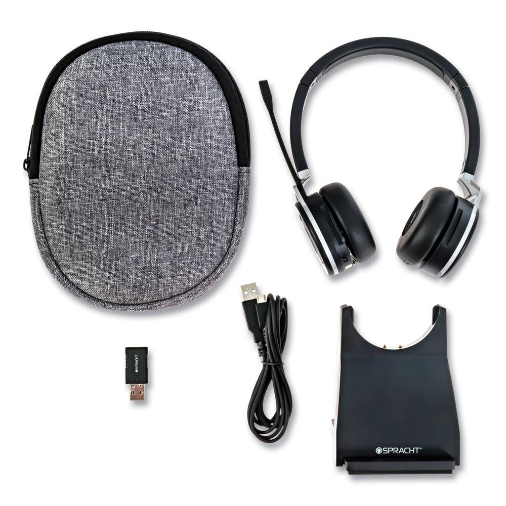 Spracht - ZUMBTP-410 ZuM BT Prestige Combo Binaural Over The Head Headset with USB Dongle - Black